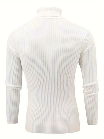 Plus Size Casual Turtleneck Sweater - Long Sleeve Stretch Knit Pullover