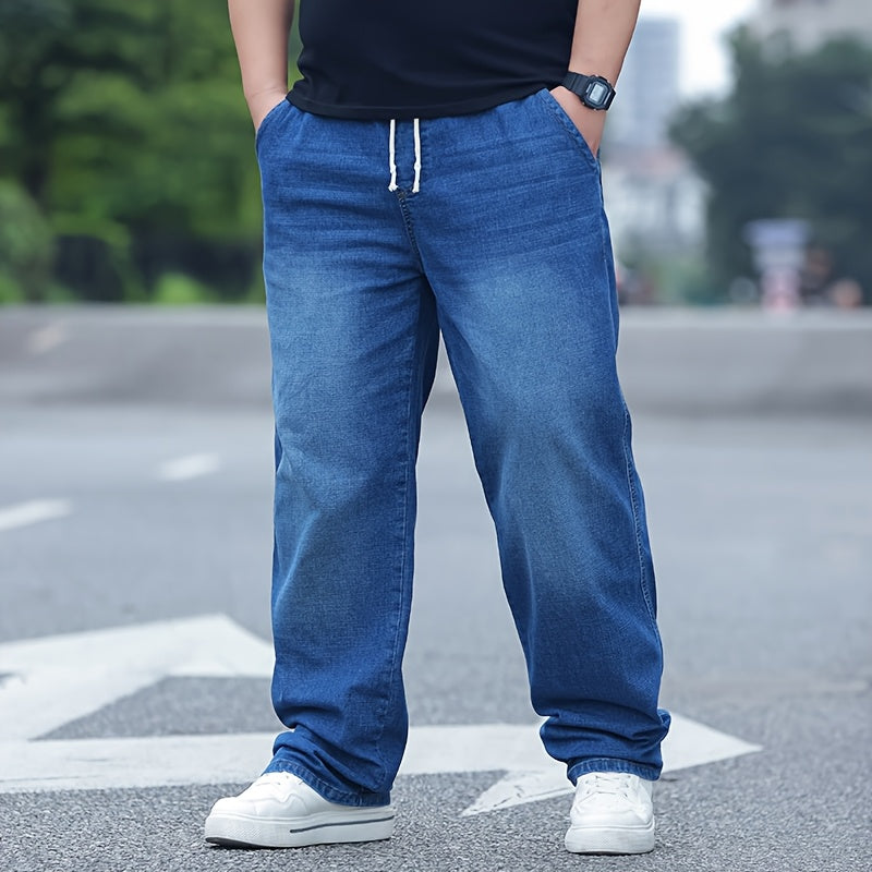 Oversized Loose-Fit High-Waisted Stretch Pants with Elastic Waist & Drawstring