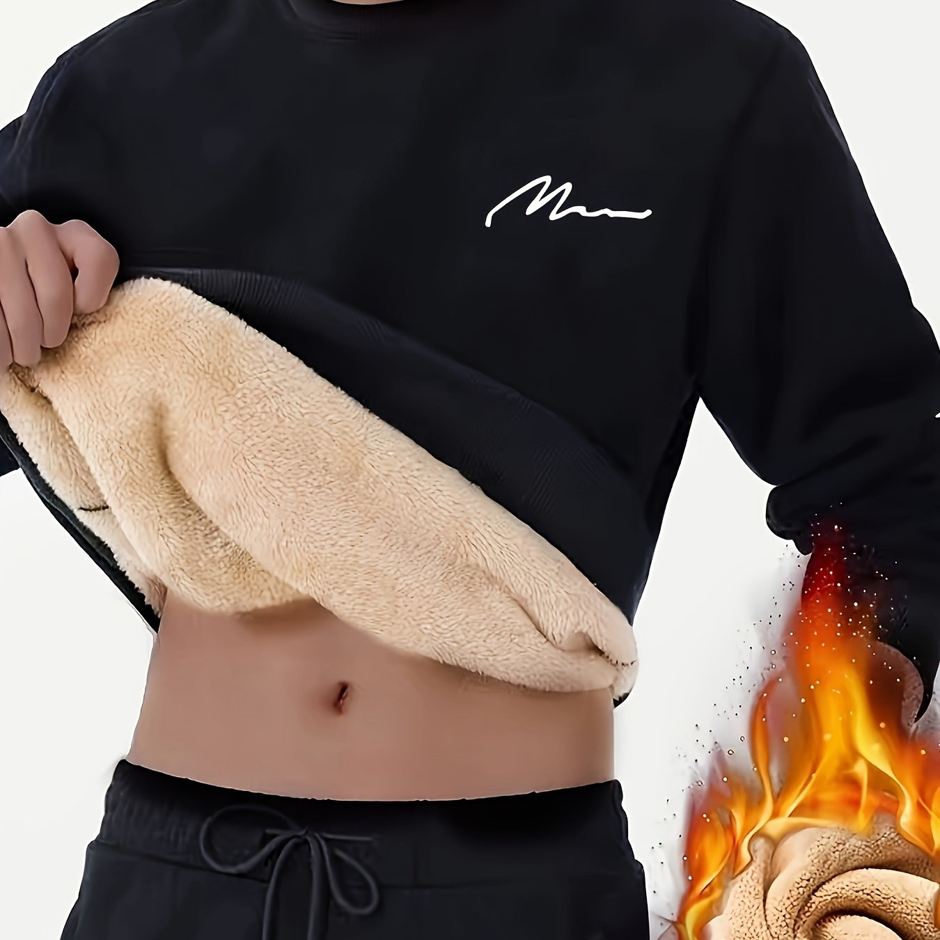 Plus Size Warm Long Sleeve Fleece-Lined Loose Casual Sweatshirt Pullover