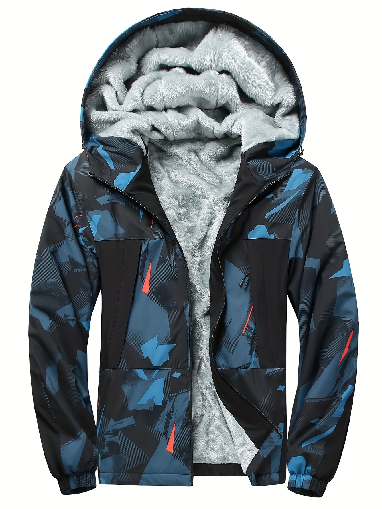 Men'S Plus Size Hooded Jacket - Thickened Winter Coat with Full-Zip Closure