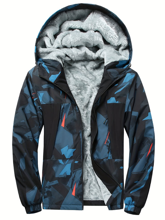 Men'S Plus Size Hooded Jacket - Thickened Winter Coat with Full-Zip Closure