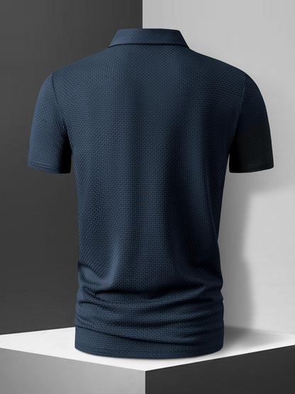 Plus Size Ice Sliky Fiber Fabric Polo Shirt - Lightweight Breathable Summer Casual