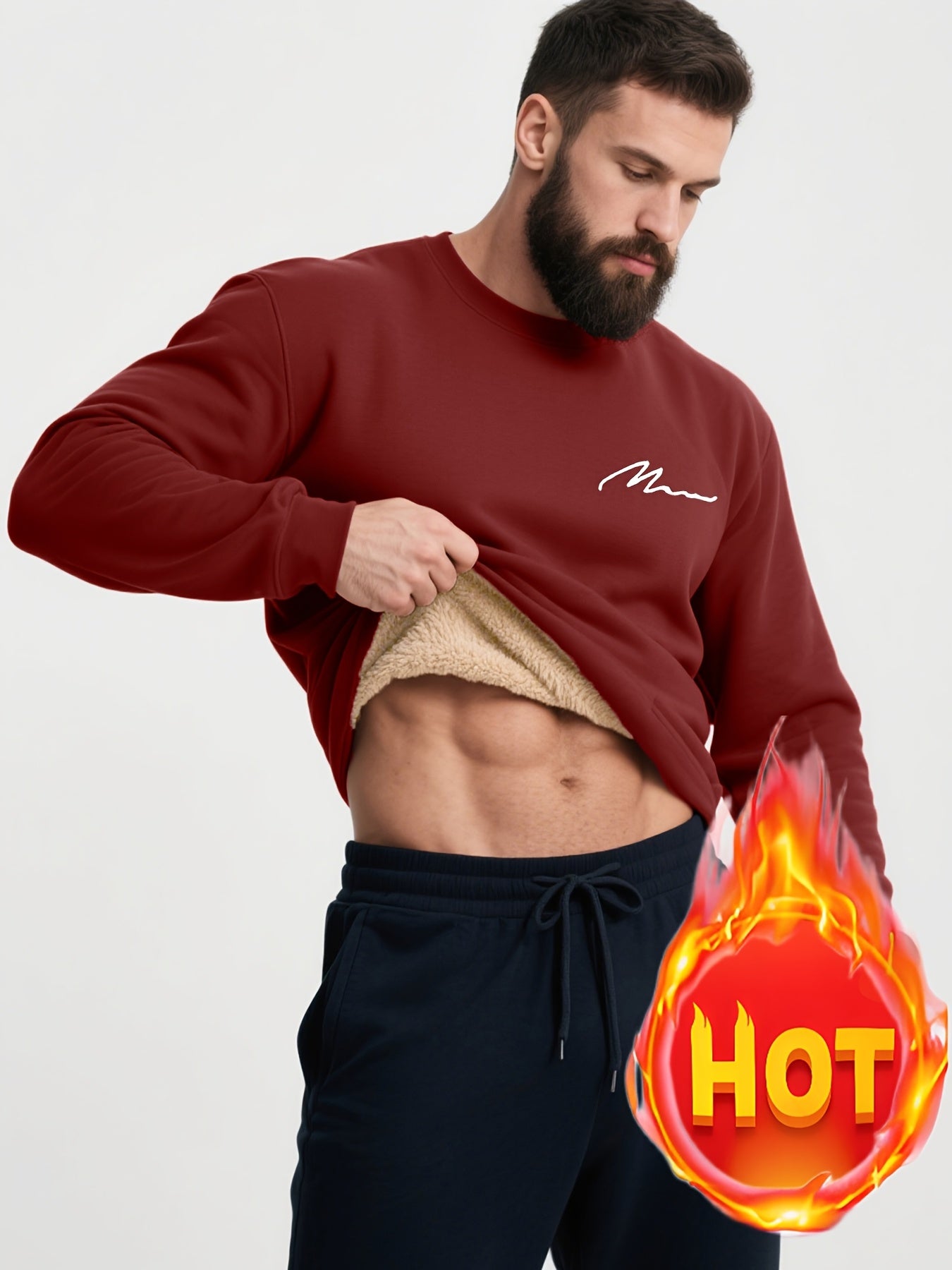 Plus Size Warm Long Sleeve Fleece-Lined Loose Casual Sweatshirt Pullover