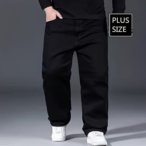 Plus Size Solid Barrel Denim Pants