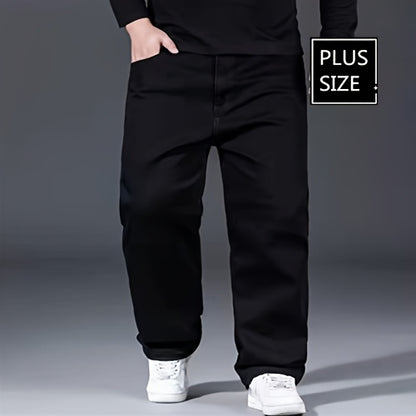 Plus Size Solid Barrel Denim Pants